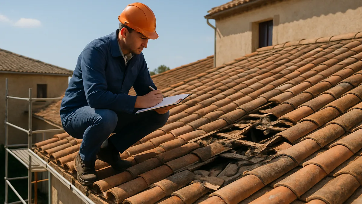 Inspection de toiture endommagée en Occitanie par un expert